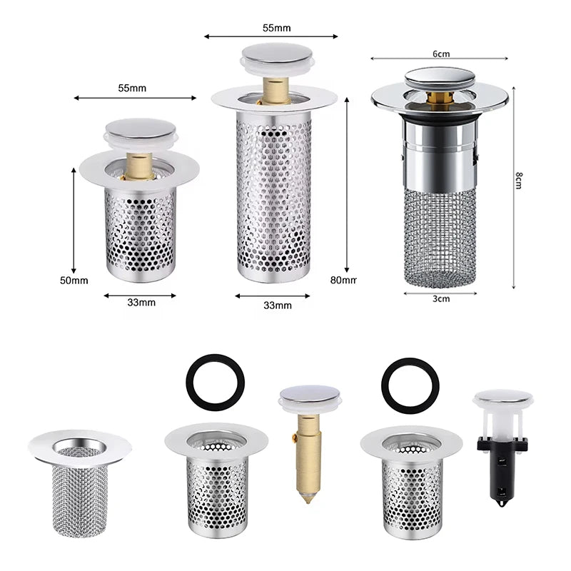 Universal Pop-Up Sink Drain Stopper & Hair Catcher