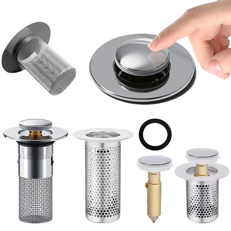 Universal Pop-Up Sink Drain Stopper & Hair Catcher