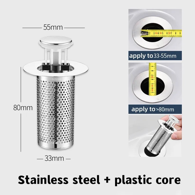 Universal Pop-Up Sink Drain Stopper & Hair Catcher